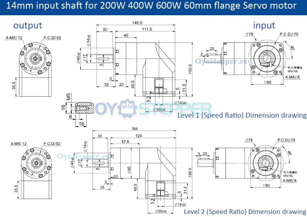PVE090 Reductor Planetario &Aacute;ngulo Recto 90&deg;para Motor NEMA34 86mm / Servomotor 80mm