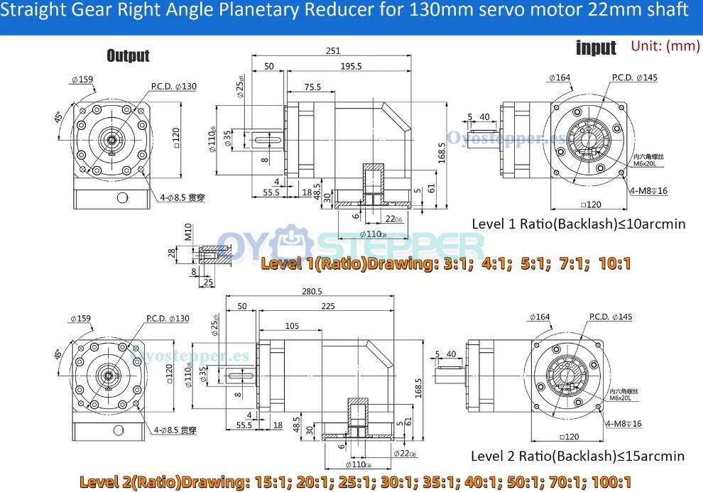 PVF120 Reductor Planetario Cuadrado Ángulo Recto para Motor Paso a Paso Nema 42 / Servomotor 100‑130mm PVF120 Reductor Planetario Cuadrado Ángulo Recto para Motor Paso a Paso Nema 42 / Servomotor 100‑130mm