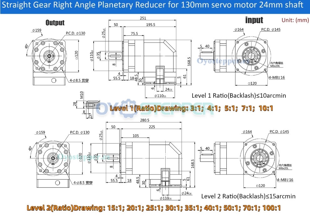 PVF120 Reductor Planetario Cuadrado Ángulo Recto para Motor Paso a Paso Nema 42 / Servomotor 100‑130mm PVF120 Reductor Planetario Cuadrado Ángulo Recto para Motor Paso a Paso Nema 42 / Servomotor 100‑130mm