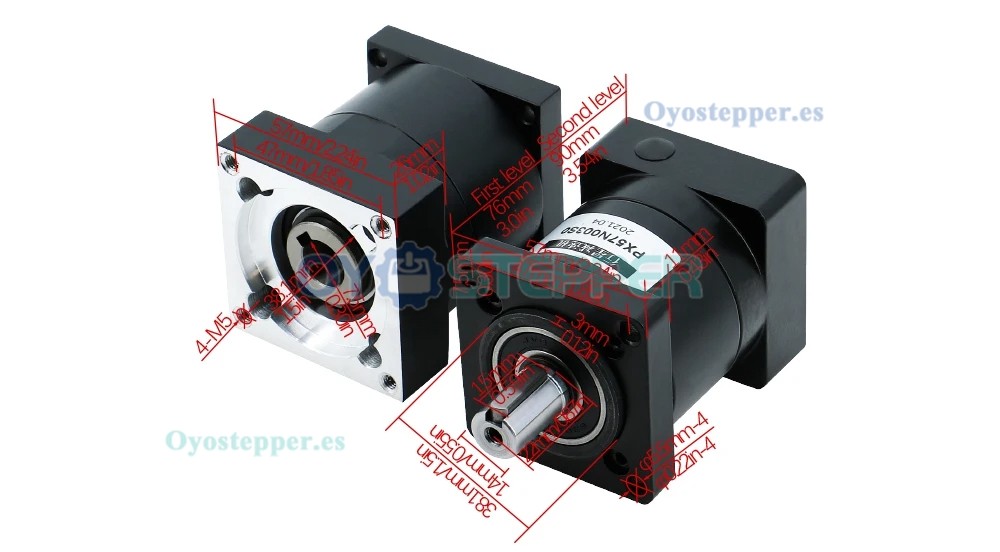 Reductor de Velocidad Planetario PX57 para Motor Paso a Paso Nema 23 Eje de Entrada de 8 mm