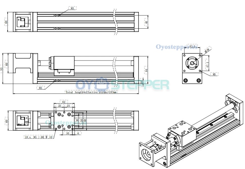 Kit de Etapa Lineal Motorizada con Gu&iacute;a de Carril y Husillo a Bolas para Mesa CNC con Motor Paso a Paso Nema 23 de Lazo Cerrado y Controlador
