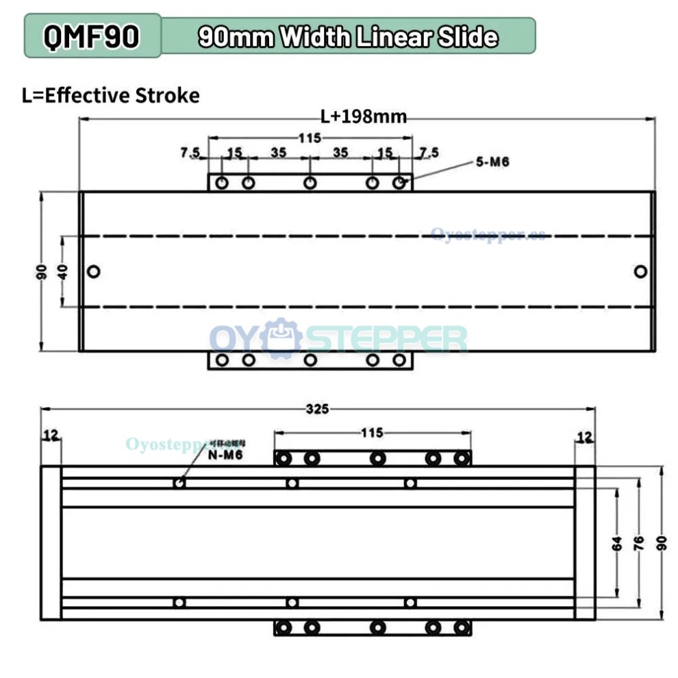 Etapa de Translaci&oacute;n Lineal Manual QMF90 Totalmente Sellada con Husillo a Bolas (10-70kg) para M&oacute;dulo Gu&iacute;a Lineal CNC
