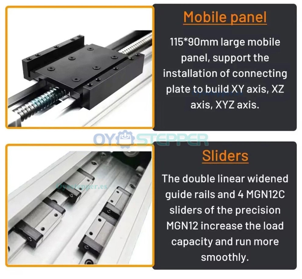 Etapa de Translaci&oacute;n Lineal Manual QMF90 Totalmente Sellada con Husillo a Bolas (10-70kg) para M&oacute;dulo Gu&iacute;a Lineal CNC