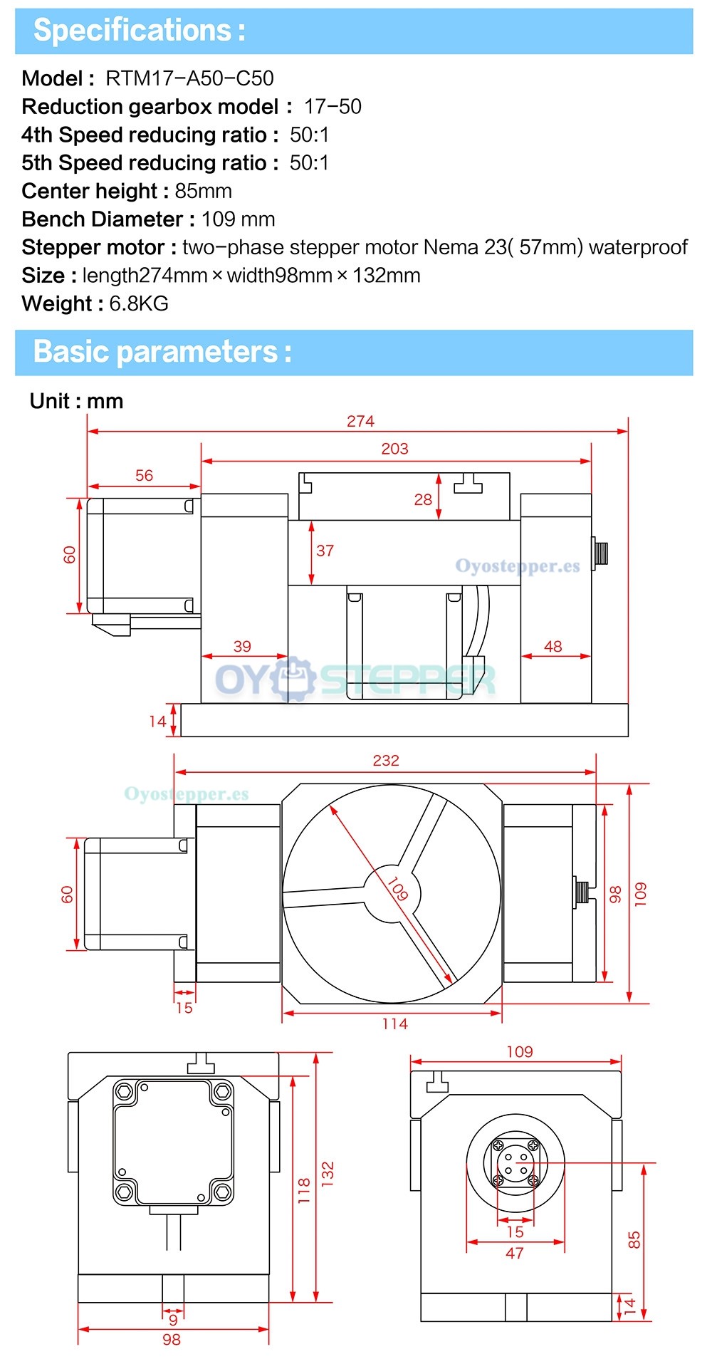 17-50 Cabezal divisor de 5&ordm; eje A+C con reductor arm&oacute;nico 50:1