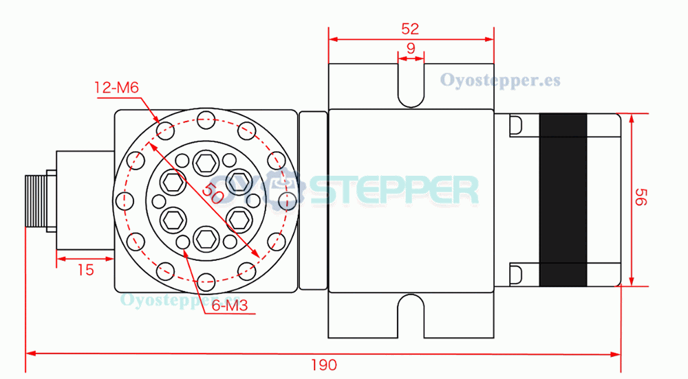 Cabezal divisor CNC de 5&ordm; eje A+C con reductor arm&oacute;nico 50:1 y motor paso a paso NEMA 23