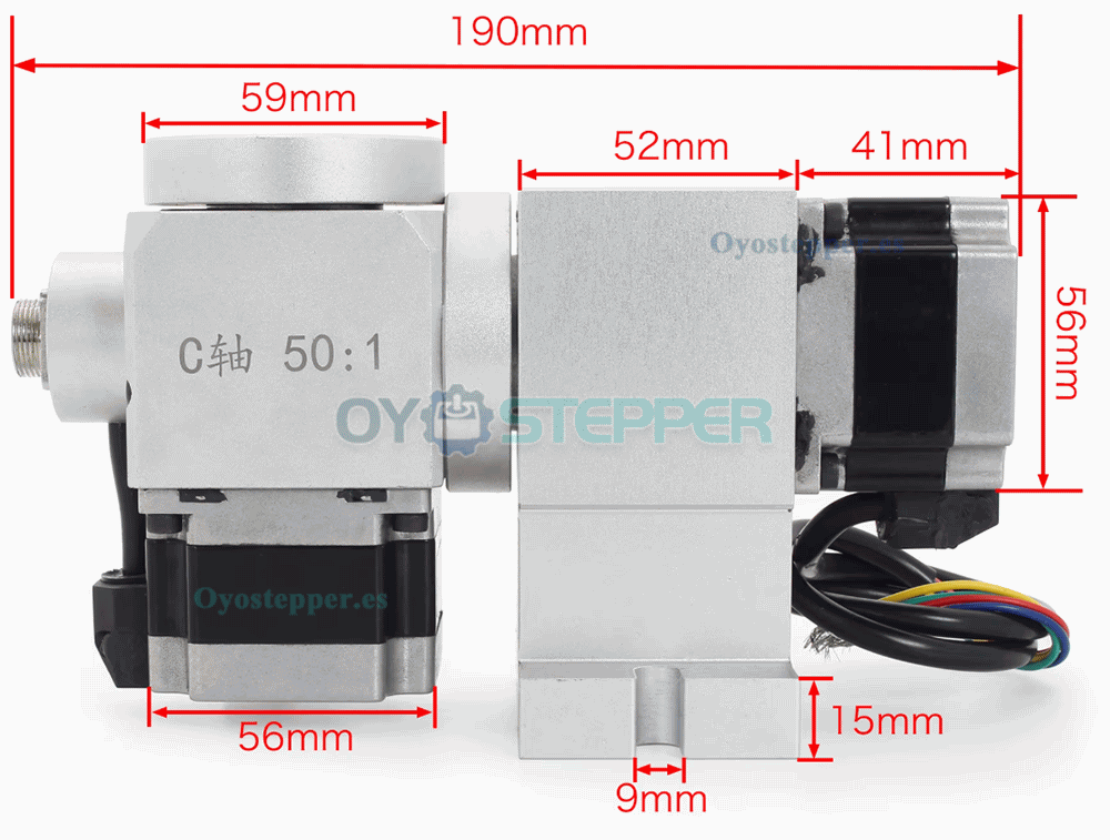 Cabezal divisor CNC de 5&ordm; eje A+C con reductor arm&oacute;nico 50:1 y motor paso a paso NEMA 23