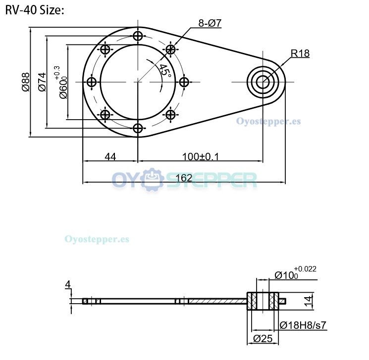 Soporte de montaje para brazo de reacci&oacute;n de reductor sinf&iacute;n NMRV030/NMRV040/NMRV050