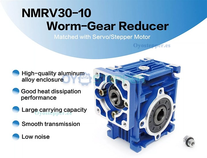 NMRV030 Caja Reductora Sinfín10:1 / 15:1 / 20:1 / 25:1 / 30:1 / 40:1 para Motor Nema 23 Paso a Paso o Servo