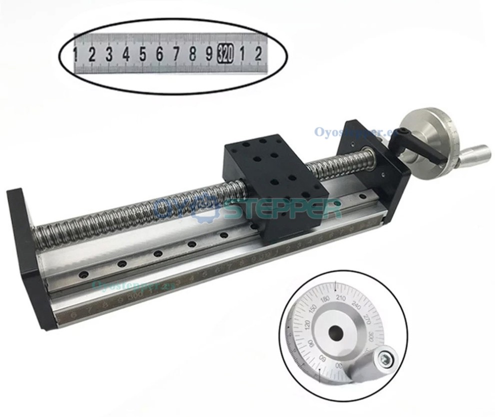 Mesa Deslizante Manual SXG5080 con Doble Gu&iacute;a y Husillo a Bolas para M&oacute;dulo de Movimiento Lineal CNC con Volante