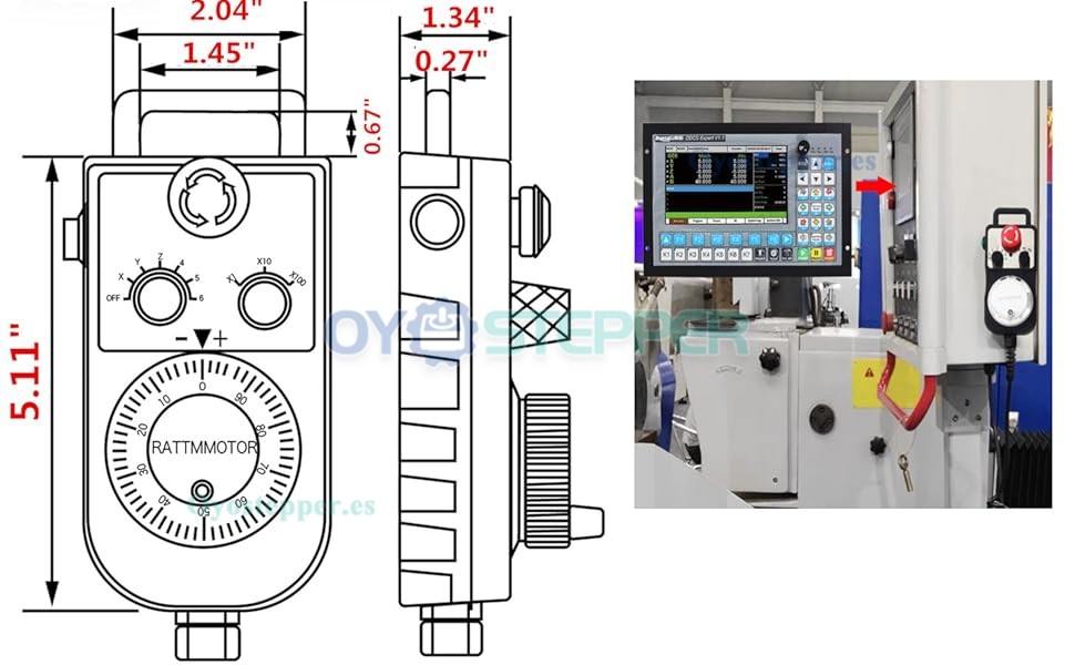 Volante MPG colgante de 5 ejes con conector de 15 pines para controlador CNC DDCSV4.1
