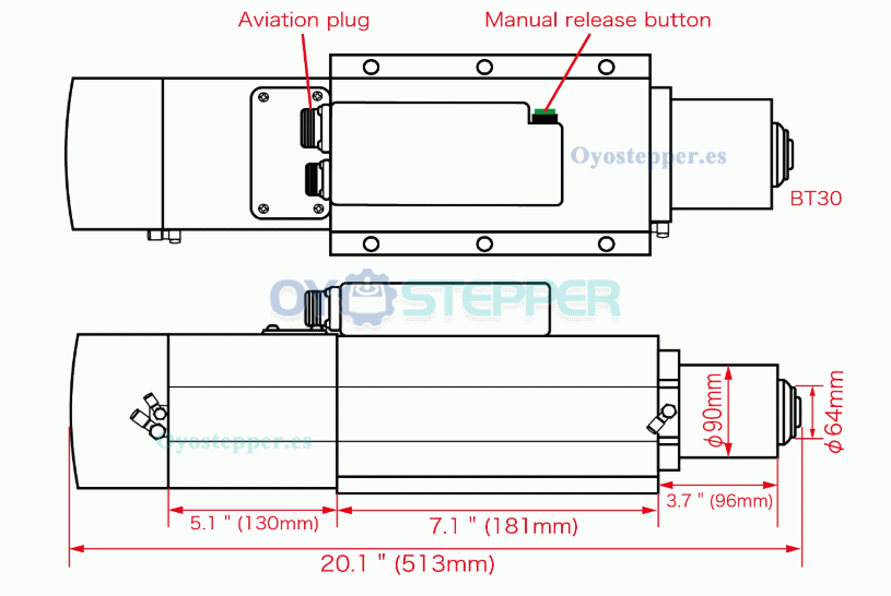 Kit de husillo ATC BT30 de 4,5kW refrigerado por aire con VFD de 5,5kW
