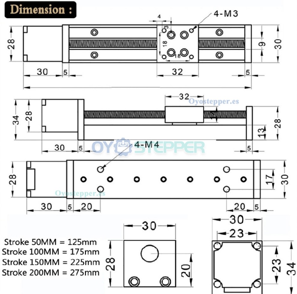 Etapa de Translaci&oacute;n Lineal Motorizada Mini con Mesa Deslizante CNC con Kit Motor Paso a Paso NEMA11 y Controlador TB6600