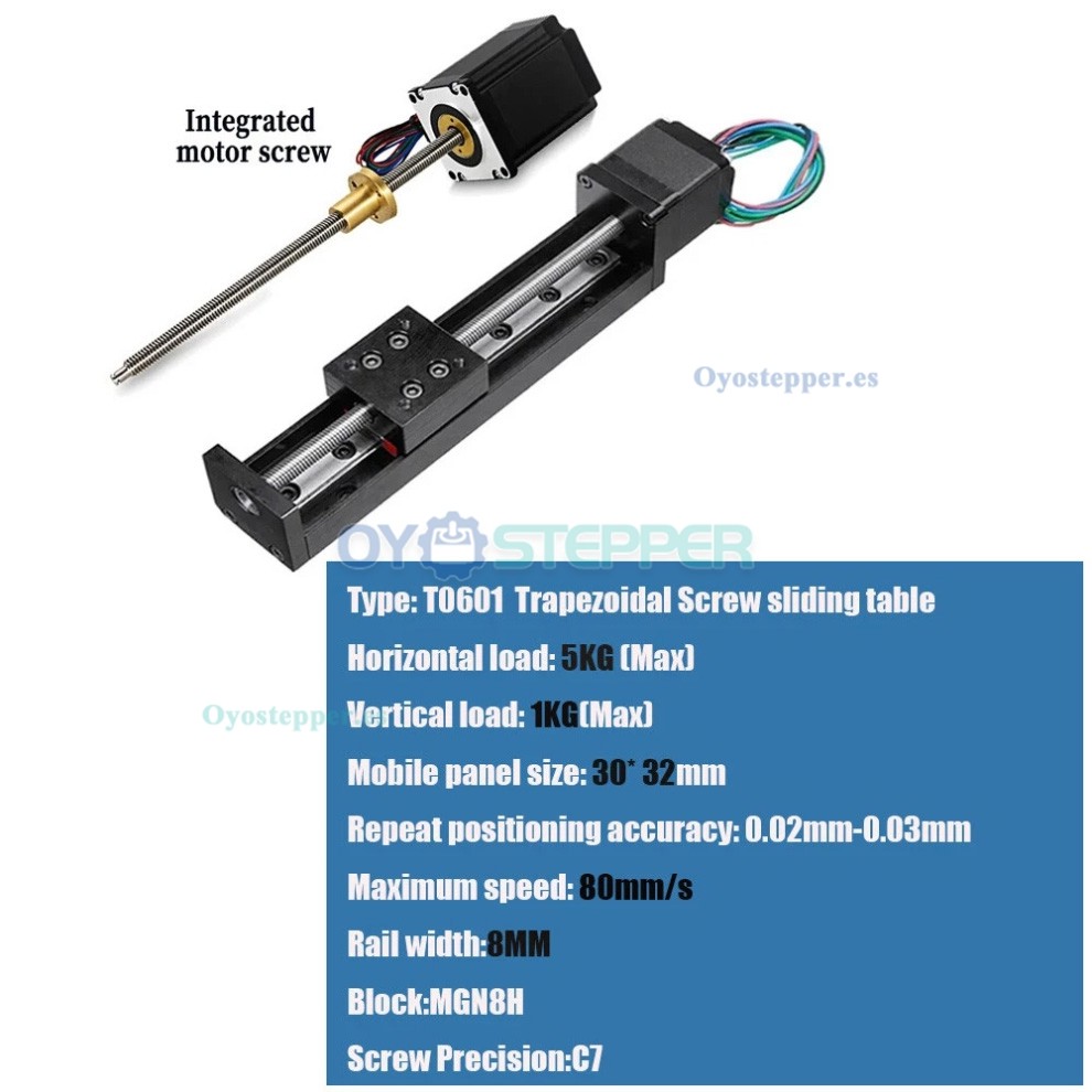 Etapa de Translaci&oacute;n Lineal Motorizada Mini con Mesa Deslizante CNC con Kit Motor Paso a Paso NEMA11 y Controlador TB6600