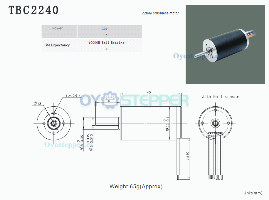 Pack de 2 Motores Eléctrico DC Sin Núcleo Sin Escobillas 24V Planetario 22×40mm 150g·cm