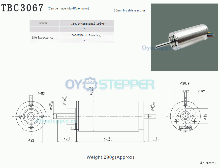 Pack de 2 Motores Eléctrico Micro DC Sin Núcleo Sin Escobillas 24V/48V 30×67mm 10–20kg·cm