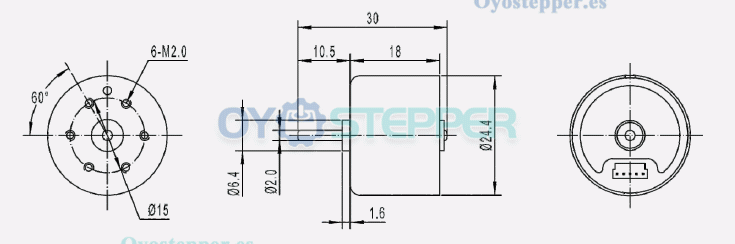 Pack de 2 Motores DC sin Escobillas 12 V / 24 V 20 g·cm 6000/8700 RPM Eje 2 mm 24×18 mm