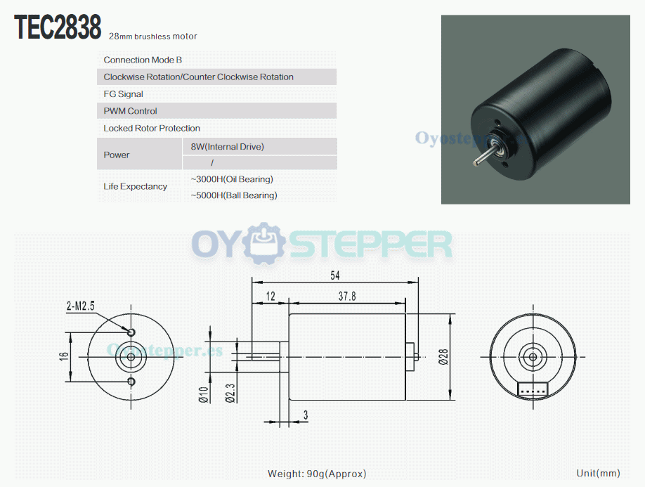 Pack de 2 Motores sin Escobillas 12 V / 24 V 100 g·cm 5000 RPM 28×38 mm