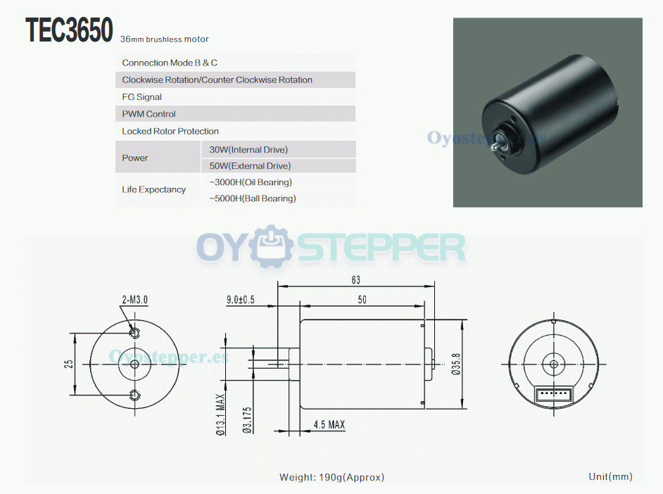 Pack de 2 Motores BLDC Motores sin Escobillas Eléctrico 12 V / 24 V 1000–1800 g·cm 36 mm