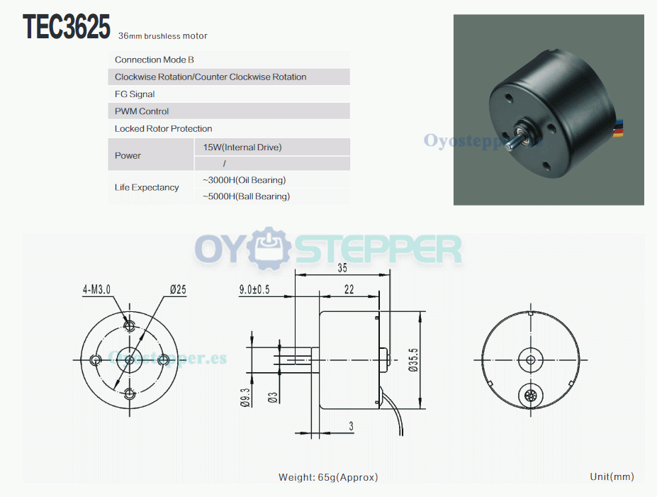 Pack de 2 Motores Eléctrico sin escobillas 12 V / 24 V 550 g·cm 6000 RPM 36×25 mm