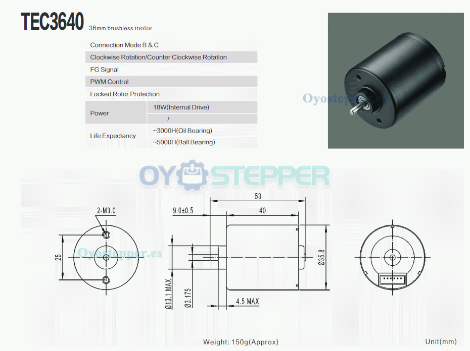 Pack de 2 Motores compactos sin escobillas 12 V / 24 V 550 g·cm 6000 RPM 36×40 mm