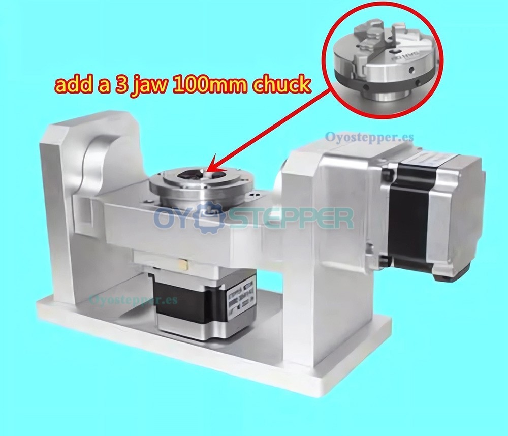 5&ordm; eje rotativo CNC A+C con reductor arm&oacute;nico 10:1 plato de 100mm y motor paso a paso NEMA 34