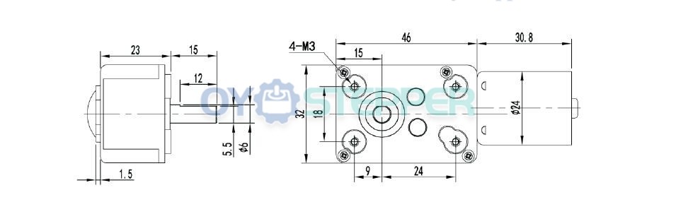Pack de 2 Motores Eléctrico DC Sin Escobillas 12V/24V con Reductor Sin Fin 8kg·cm 4500RPM 32×76.8mm