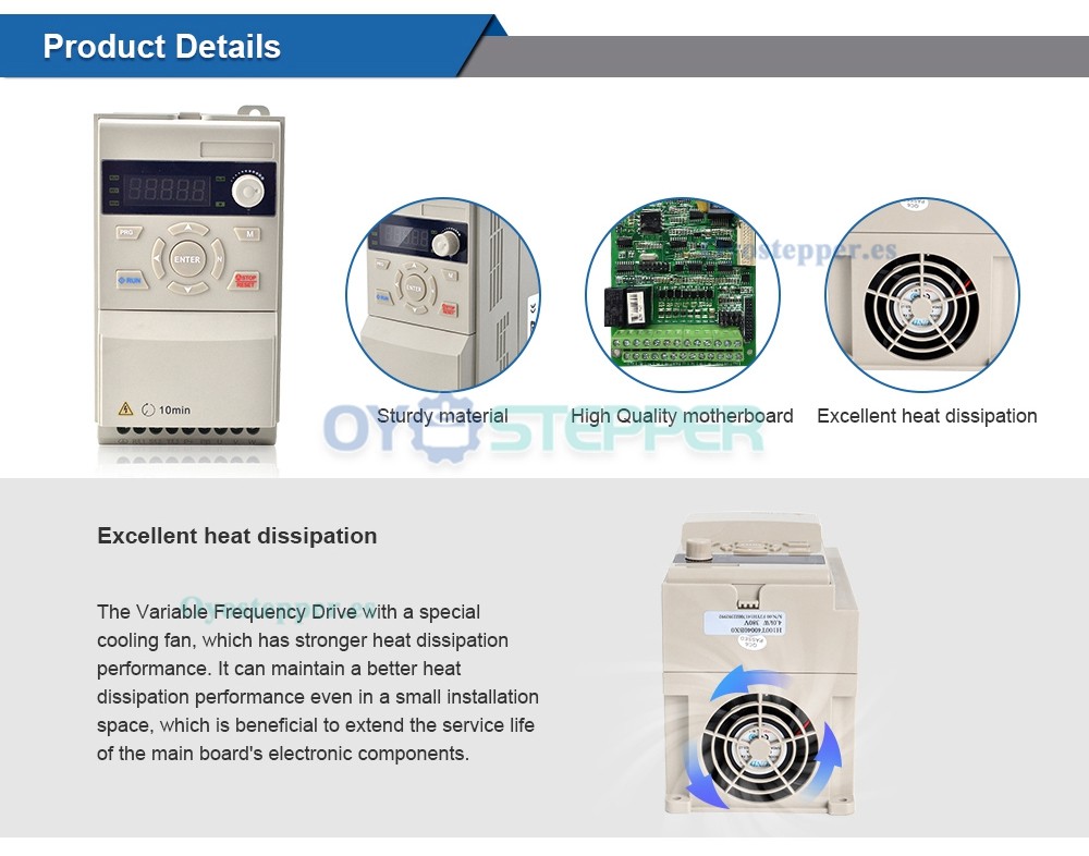 Kit de Husillo CNC 1.5 kW Refrigerado por Aire 24000 RPM 400 Hz ER11 con Variador de Frecuencia 2 HP