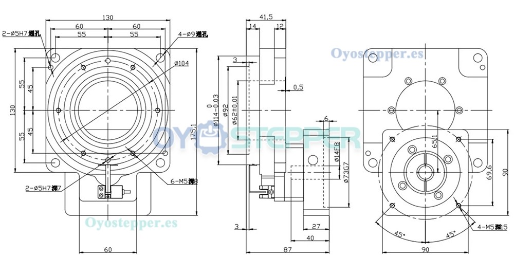 Reductor para Plataforma Giratoria Hueca con Relación 10:1 / 18:1 Para Motor Paso a Paso NEMA 34 de 86 mm
