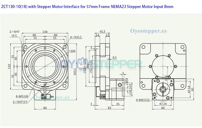 Caja Reductora para Plataforma Giratoria Hueca Relación 10:1 / 18:1 Para Motor Servo AC de 400 W y 60 mm