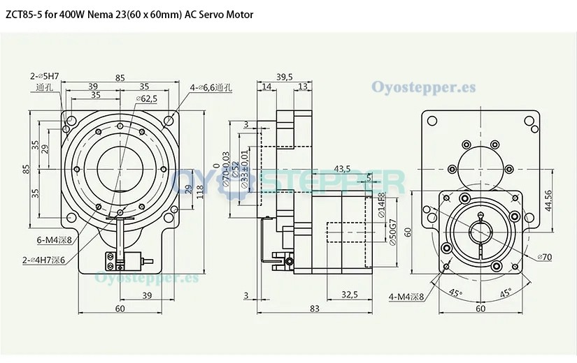 Plataforma Giratoria Hueca con Reductor para Motor Servo AC de 400 W