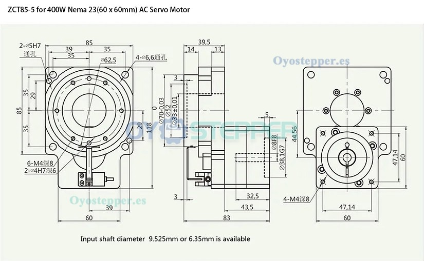 Plataforma Giratoria Hueca con Reductor para Motor Servo AC de 400 W