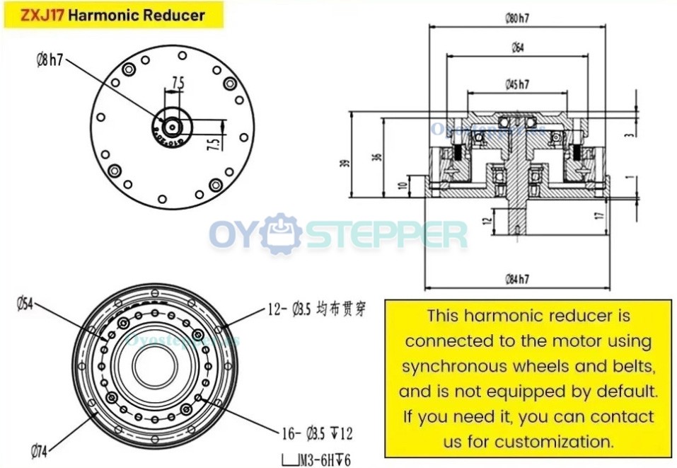 Reductor Arm&oacute;nico Serie ZXJ Tipo Eje de Entrada Relaci&oacute;n 30:1-100:1 Precisi&oacute;n 30 seg-arc
