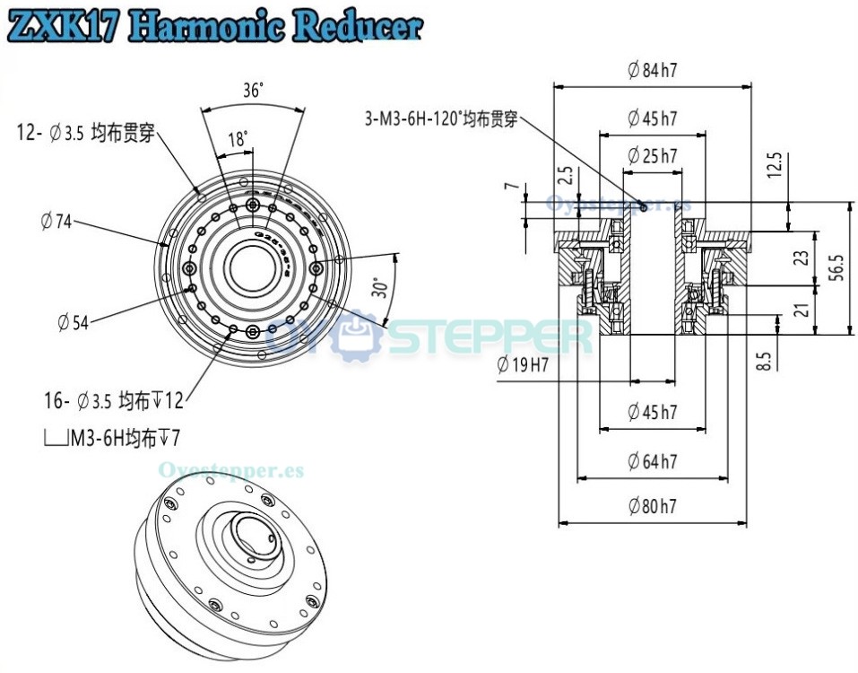 Reductor Arm&oacute;nico Serie ZXK Tipo Hueco Relaci&oacute;n 30:1-160:1 30 seg-arc