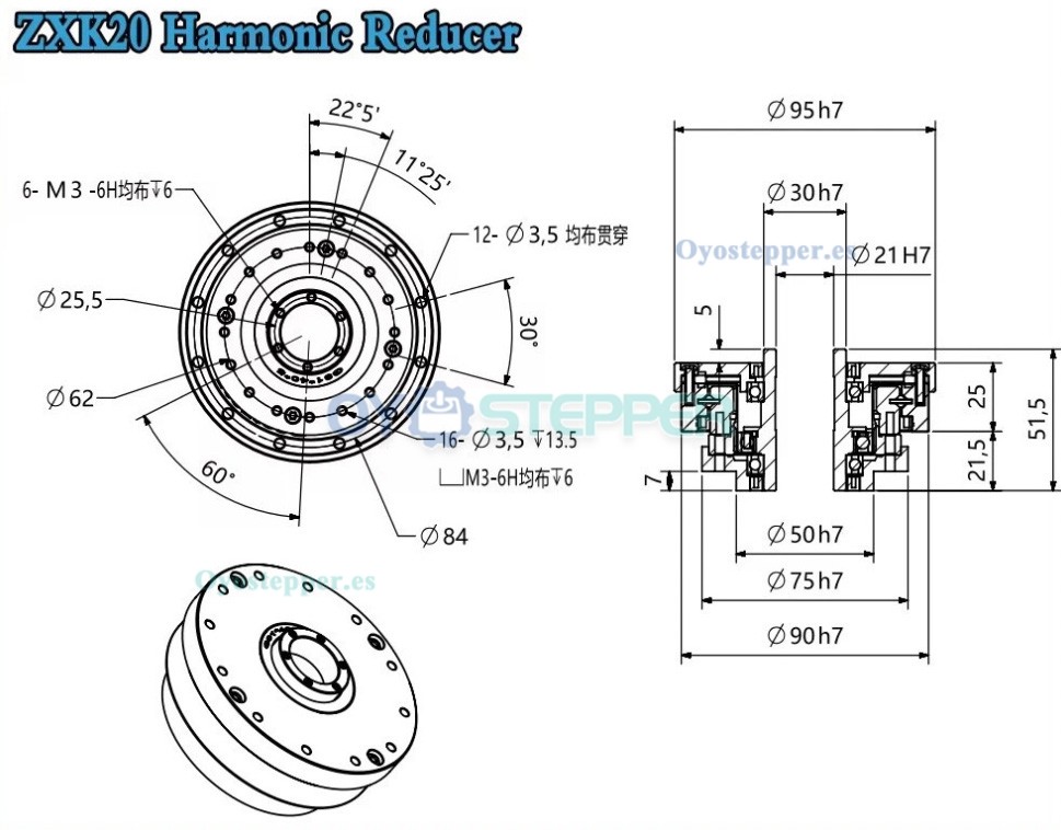 Reductor Arm&oacute;nico Serie ZXK Tipo Hueco Relaci&oacute;n 30:1-160:1 30 seg-arc