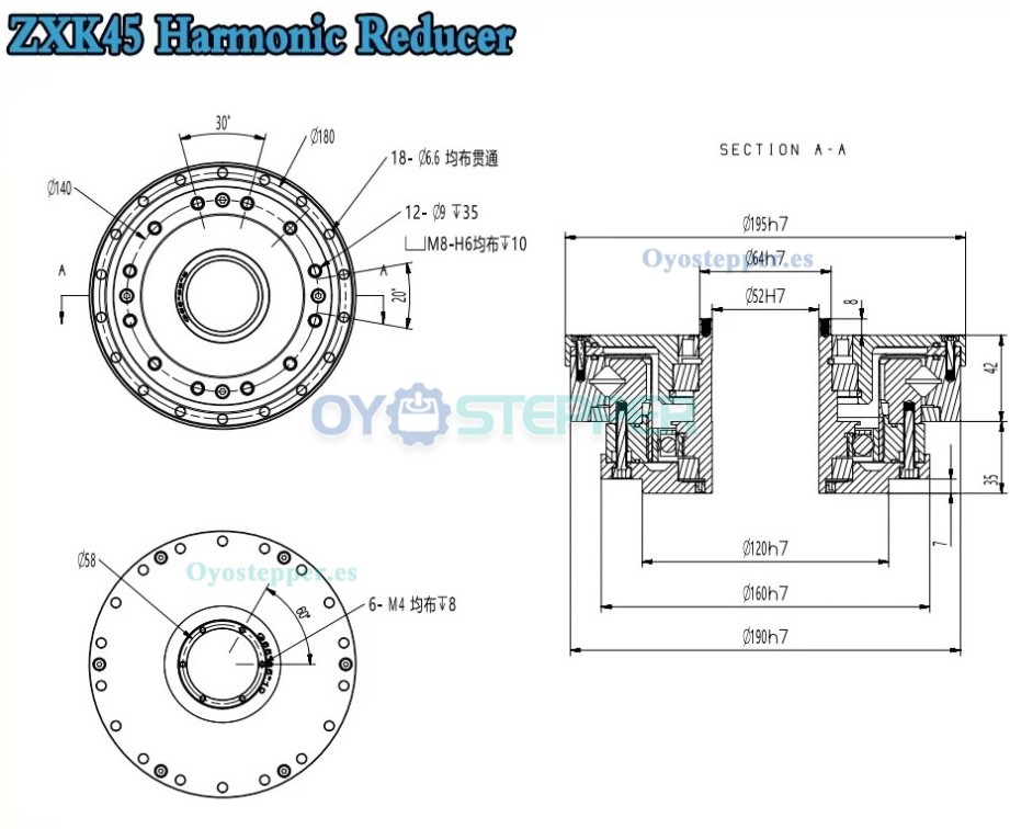 Reductor Arm&oacute;nico Serie ZXK Tipo Hueco Relaci&oacute;n 30:1-160:1 30 seg-arc