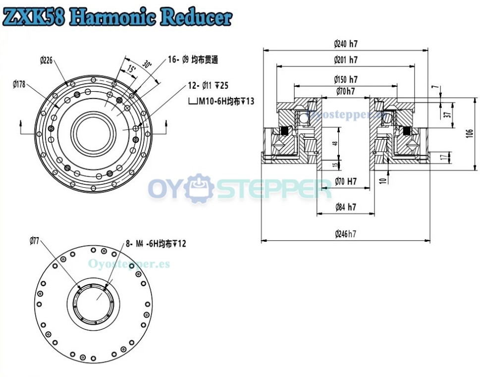 Reductor Arm&oacute;nico Serie ZXK Tipo Hueco Relaci&oacute;n 30:1-160:1 30 seg-arc