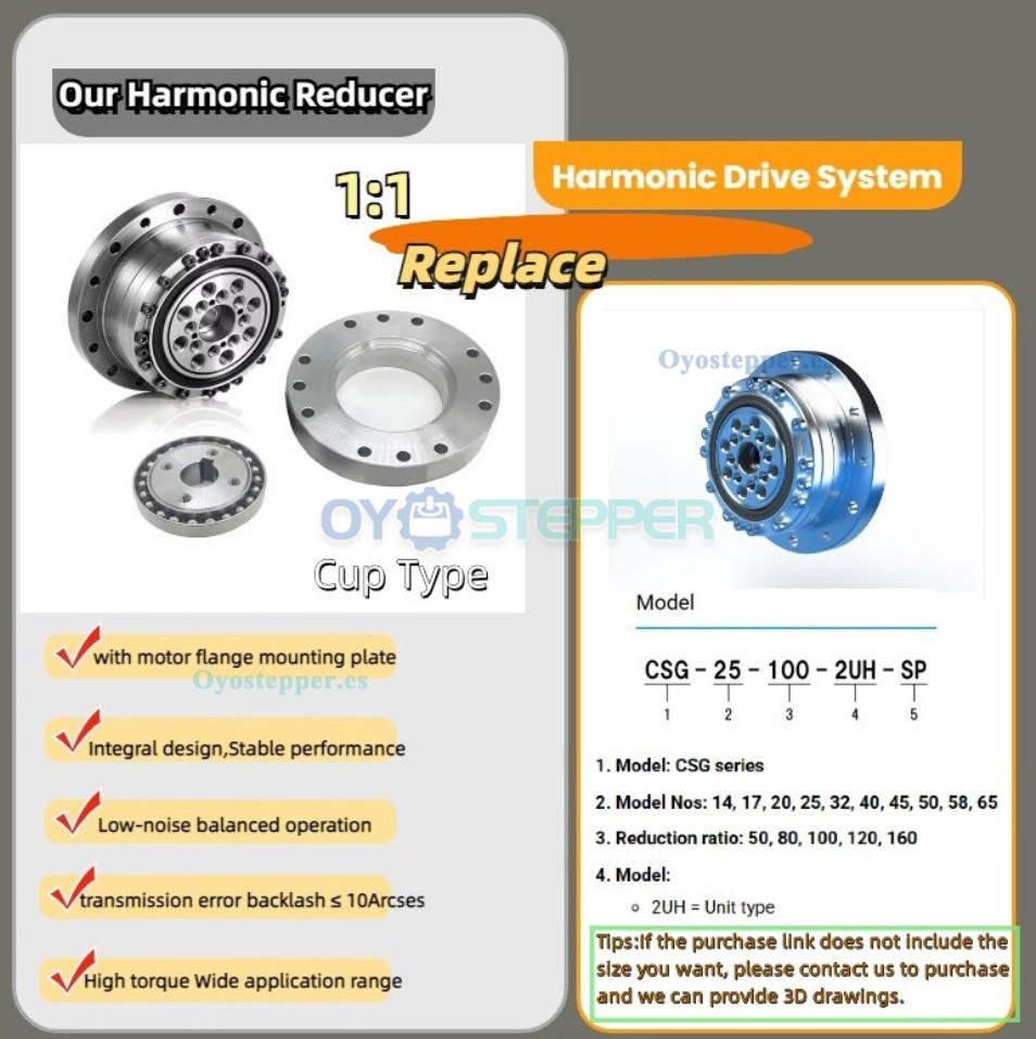 Caja de Cambios Arm&oacute;nica Serie ZXS Tipo Copa Relaci&oacute;n 30:1-160:1 para Motor Paso a Paso/Servo