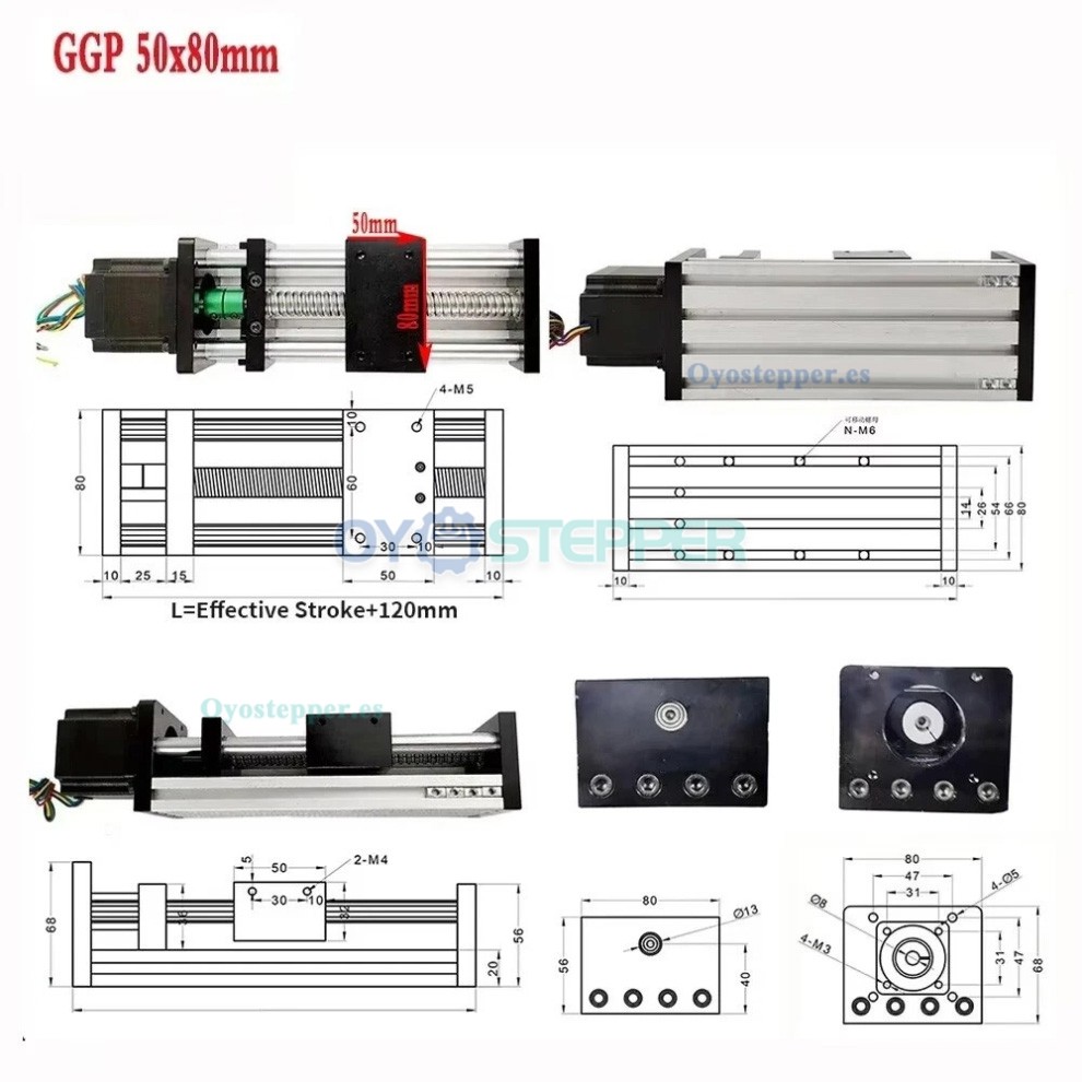 Módulo de Movimiento Lineal CNC Eléctrico con Husillo a Bolas 1605 y Motor Paso a Paso NEMA23 57 mm Módulo de Movimiento Lineal CNC Eléctrico con Husillo a Bolas 1605 y Motor Paso a Paso NEMA23 57 mm