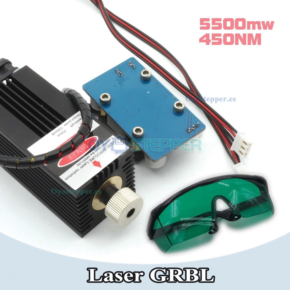 M&oacute;dulo l&aacute;ser azul violeta enfocable de 5.5W 450nm 12V 1&ndash;3A para grabado