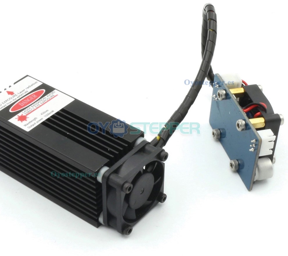 M&oacute;dulo l&aacute;ser azul violeta enfocable de 5.5W 450nm 12V 1&ndash;3A para grabado