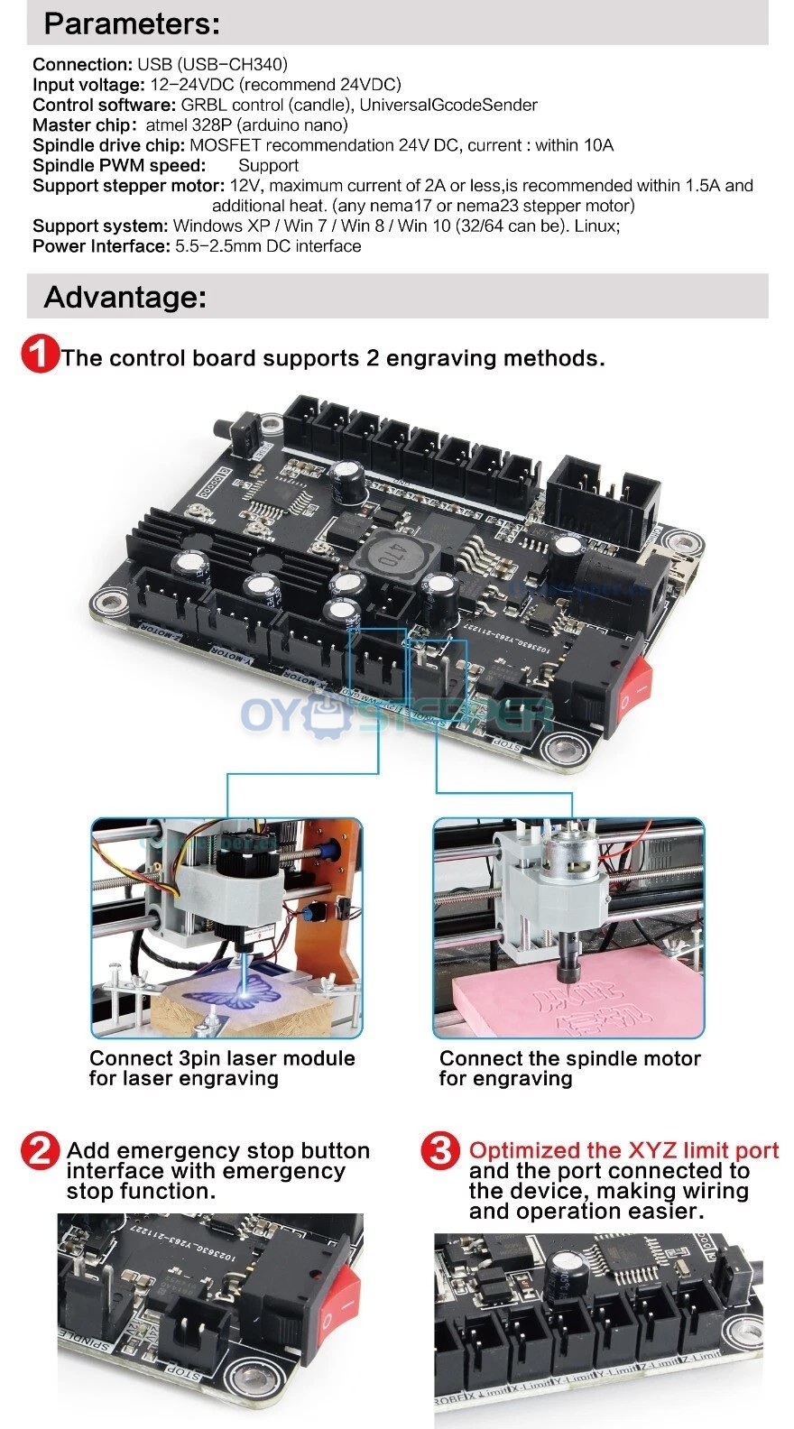 Placa controladora GRBL de 3 ejes para CNC 3018 Pro y l&aacute;ser