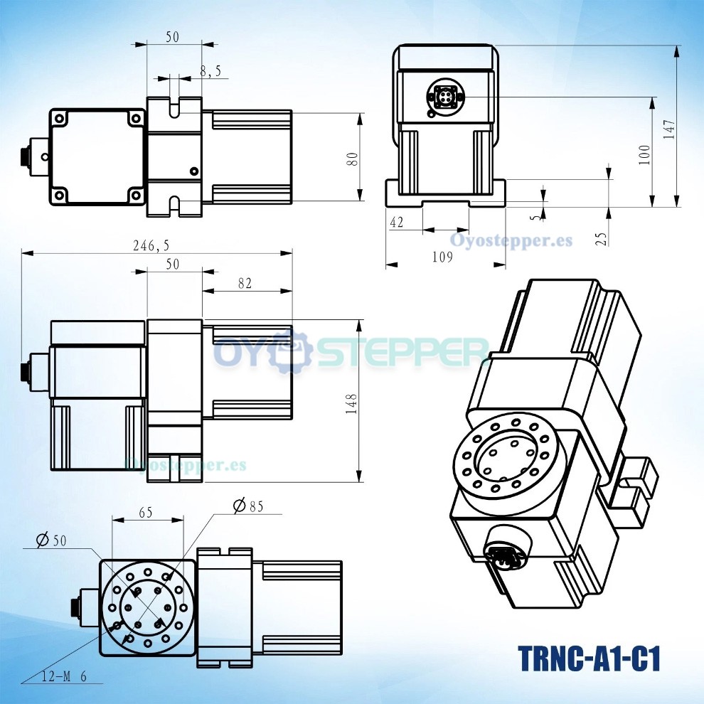 TRNC-A1-C1 Cabezal divisor CNC de cuarto y quinto eje A y C con reductor arm&oacute;nico 50:1